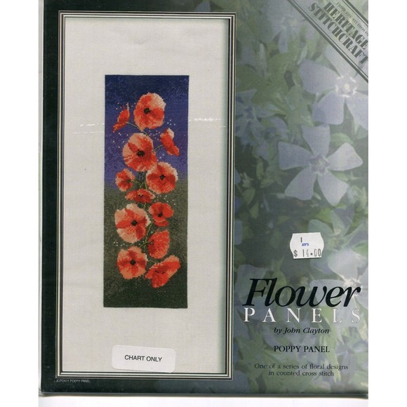 Cross Stitch Chart - Heritage Craft - Flower Panel - Poppy - Picture 1 of 2